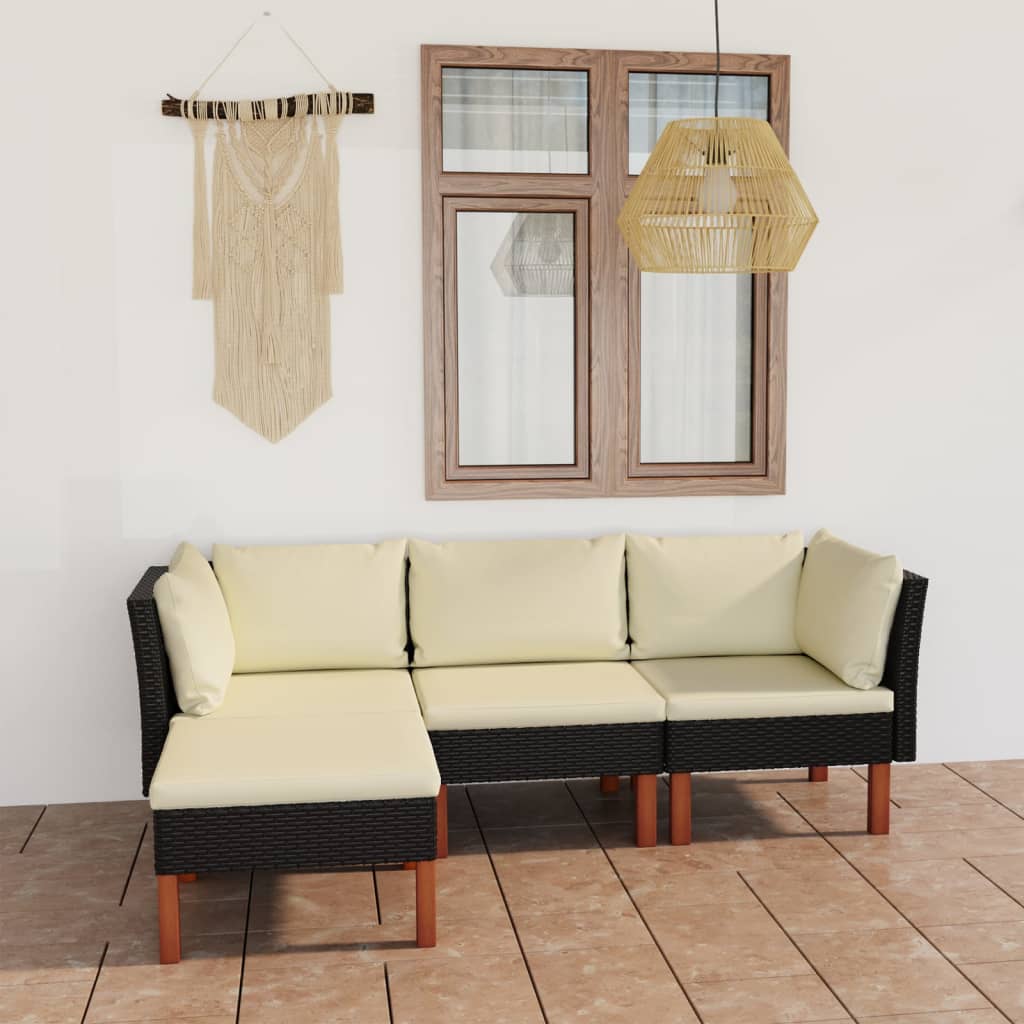 -Gartensofa Mit Kissen Poly Rattan Schwarz