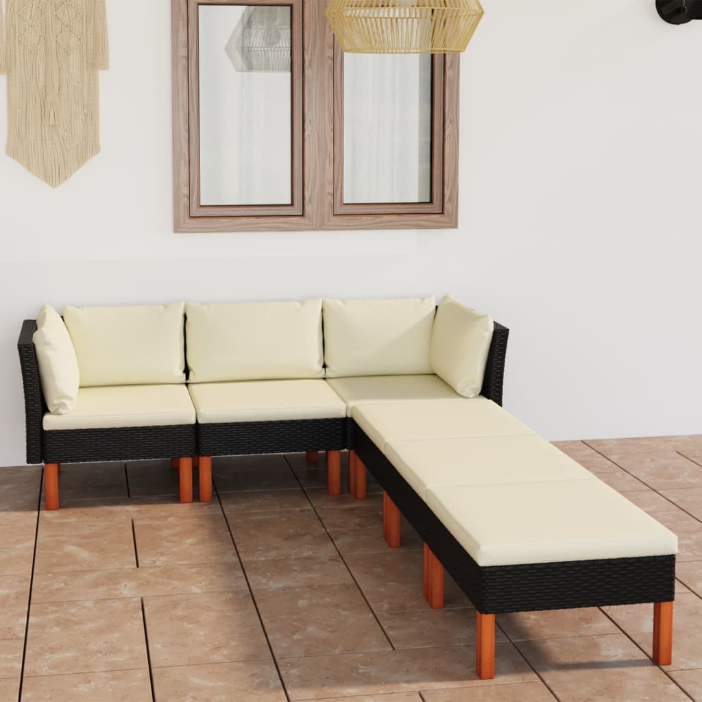 -Gartensofa Mit Kissen Poly Rattan Schwarz