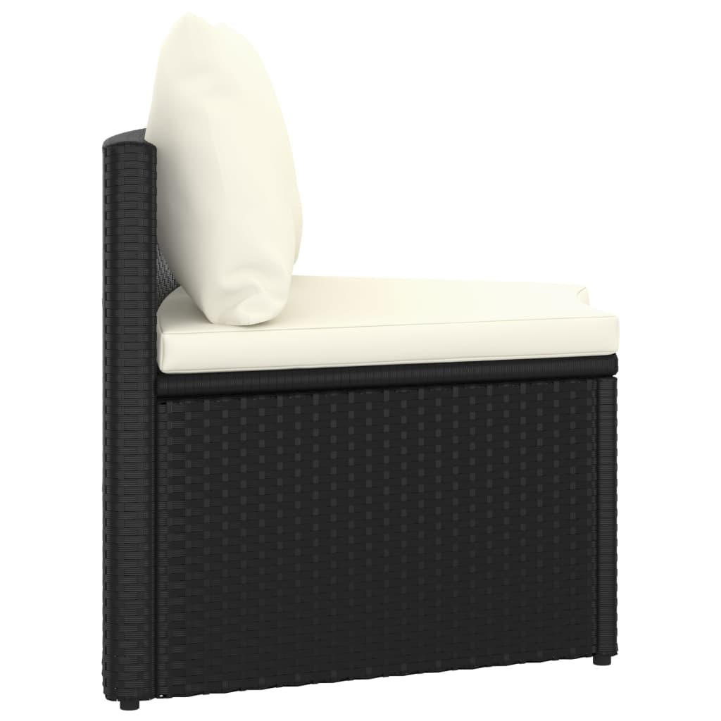 7-Tlg. Garten-Sofagarnitur Mit Auflagen Poly Rattan Schwarz