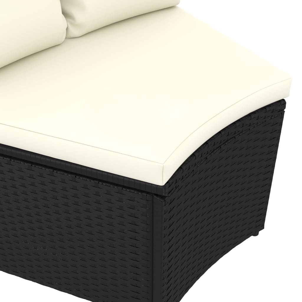 7-Tlg. Garten-Sofagarnitur Mit Auflagen Poly Rattan Schwarz