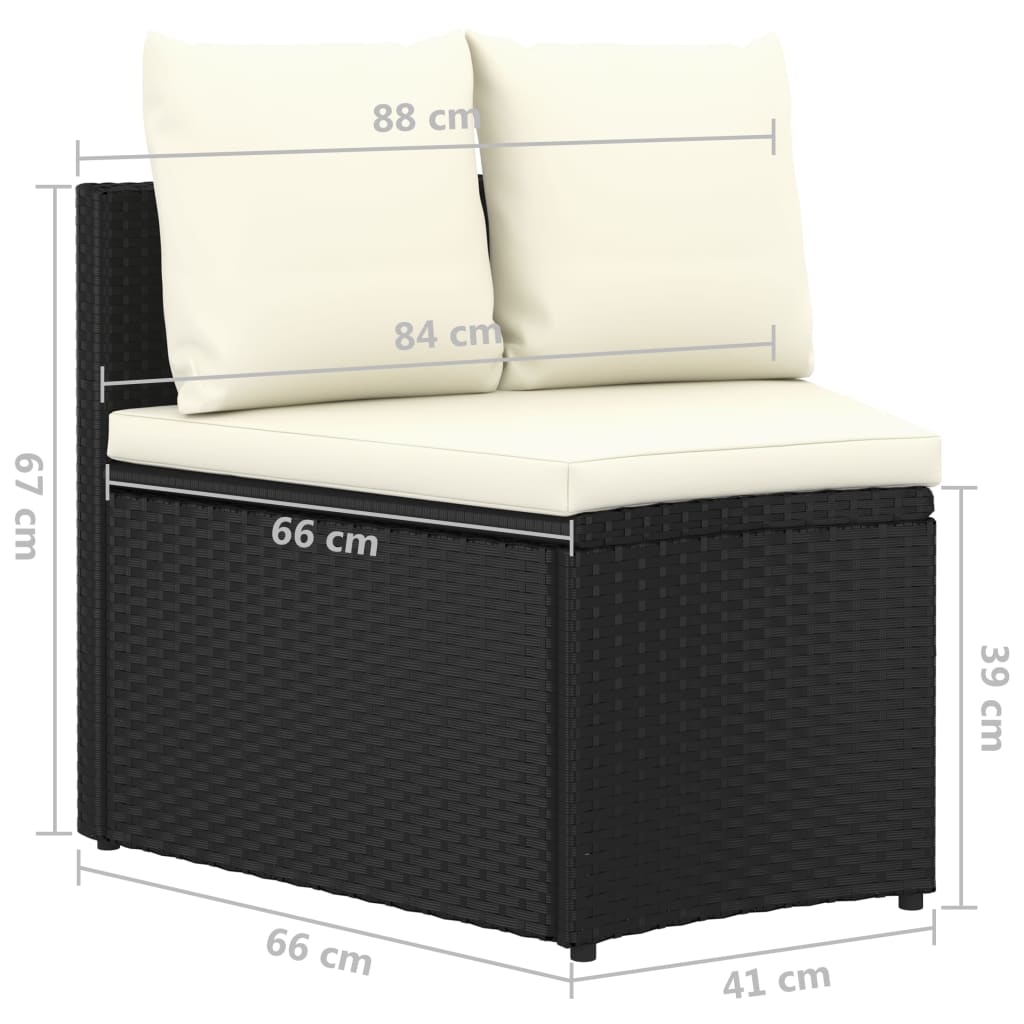 7-Tlg. Garten-Sofagarnitur Mit Auflagen Poly Rattan Schwarz