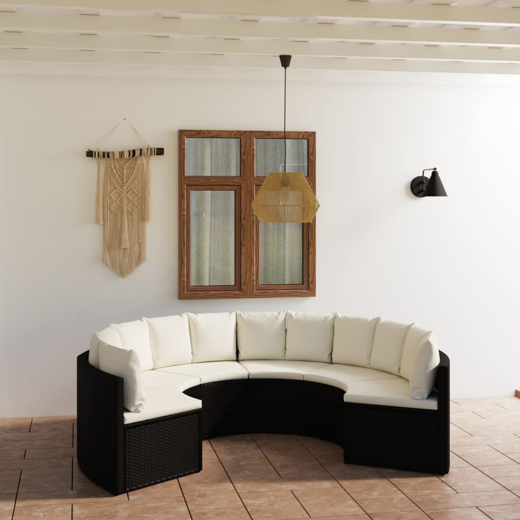 6-Tlg. Garten-Sofagarnitur Mit Auflagen Poly Rattan