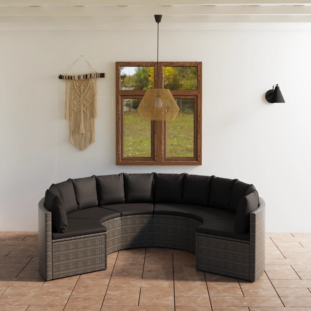 6-Tlg. Garten-Sofagarnitur Mit Auflagen Poly Rattan