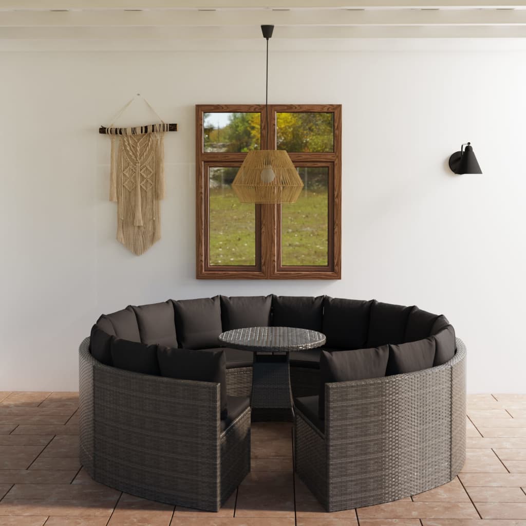 7-Tlg. Garten-Sofagarnitur Mit Auflagen Poly Rattan Schwarz