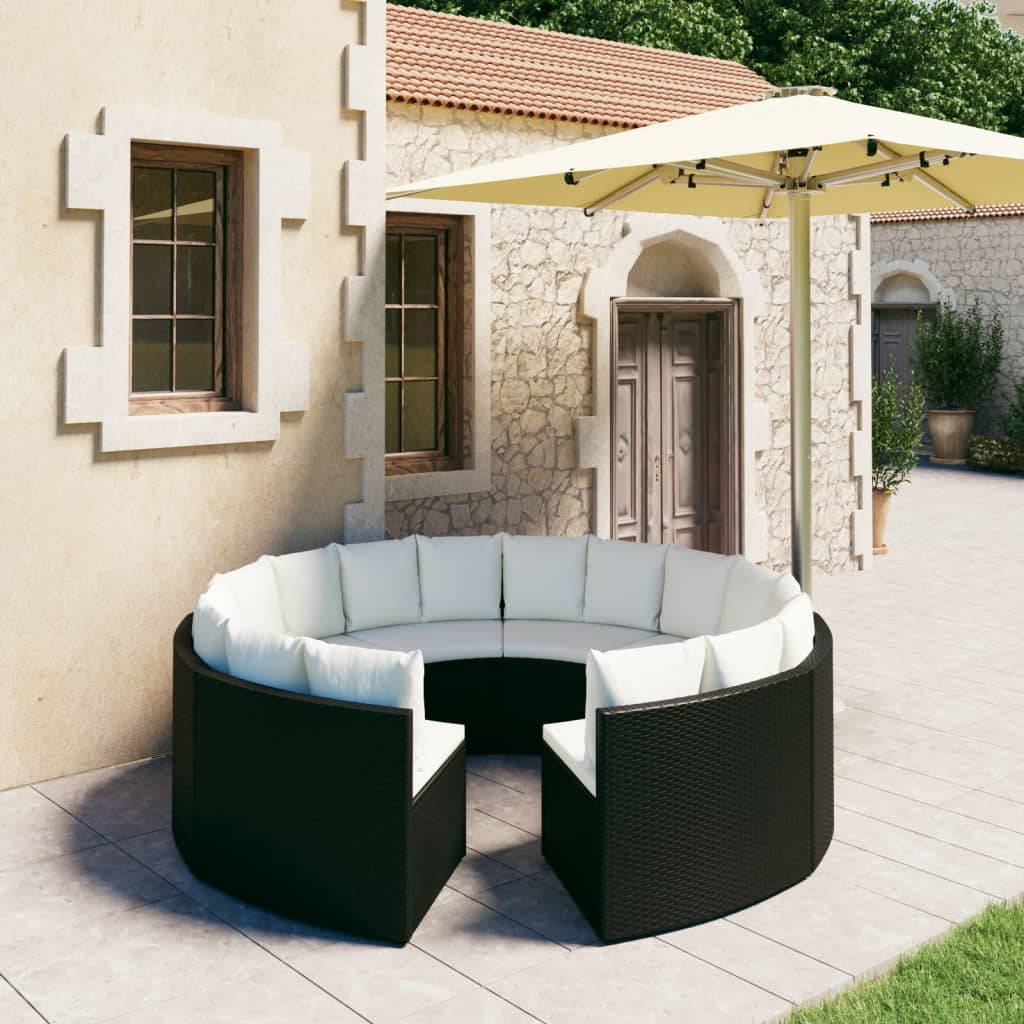 6-Tlg. Garten-Sofagarnitur Mit Auflagen Poly Rattan