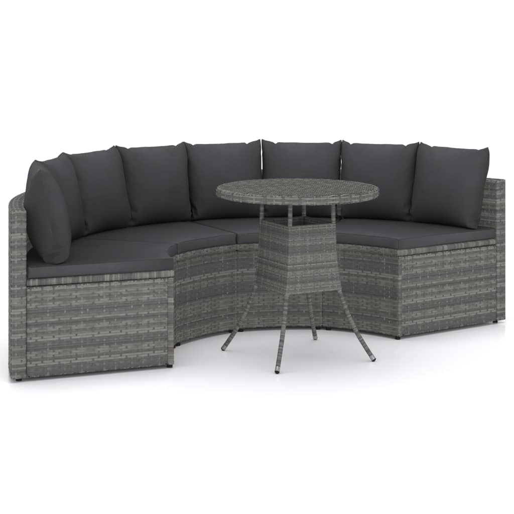 5-Tlg. Garten-Sofagarnitur Mit Auflagen Poly Rattan