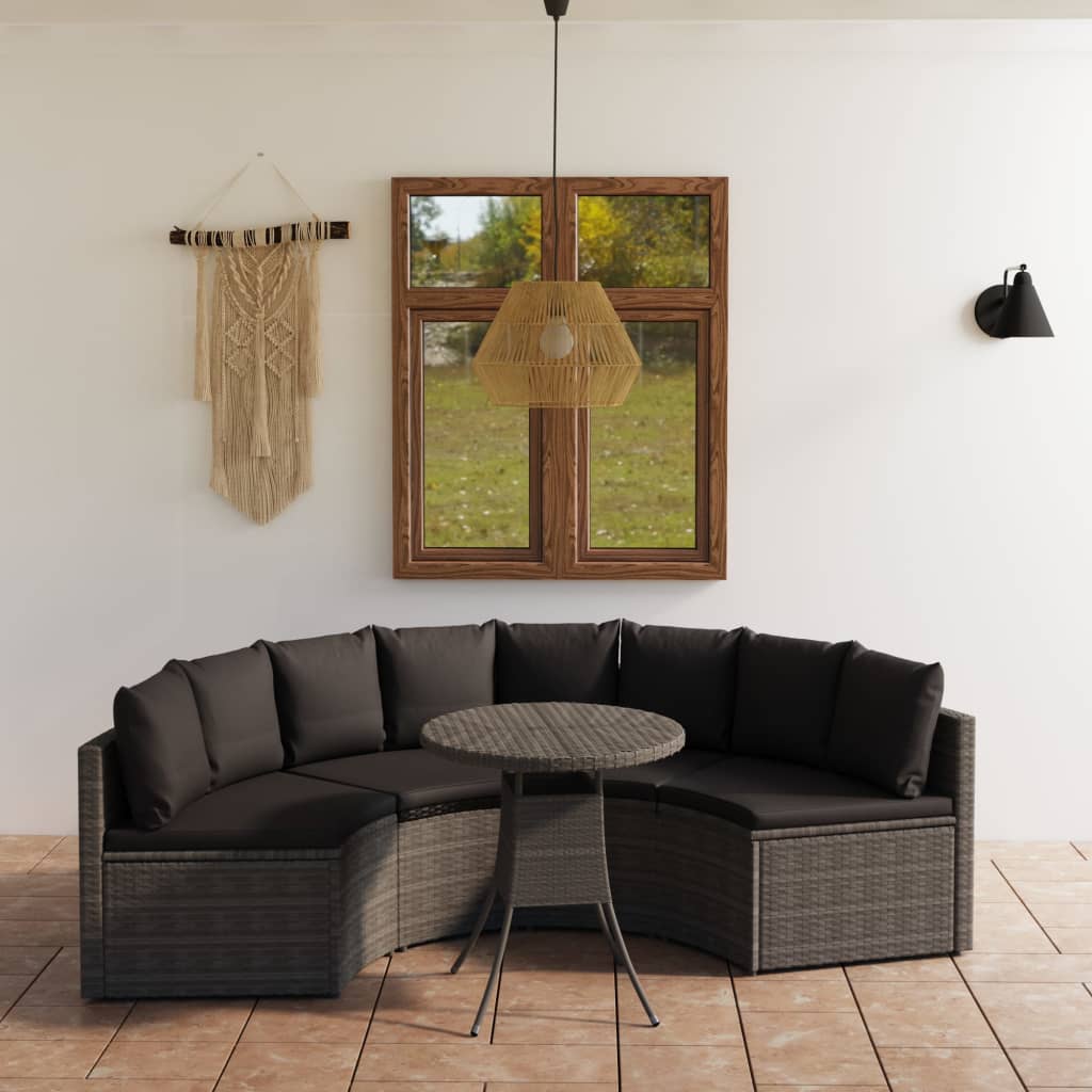 7-Tlg. Garten-Sofagarnitur Mit Auflagen Poly Rattan Schwarz
