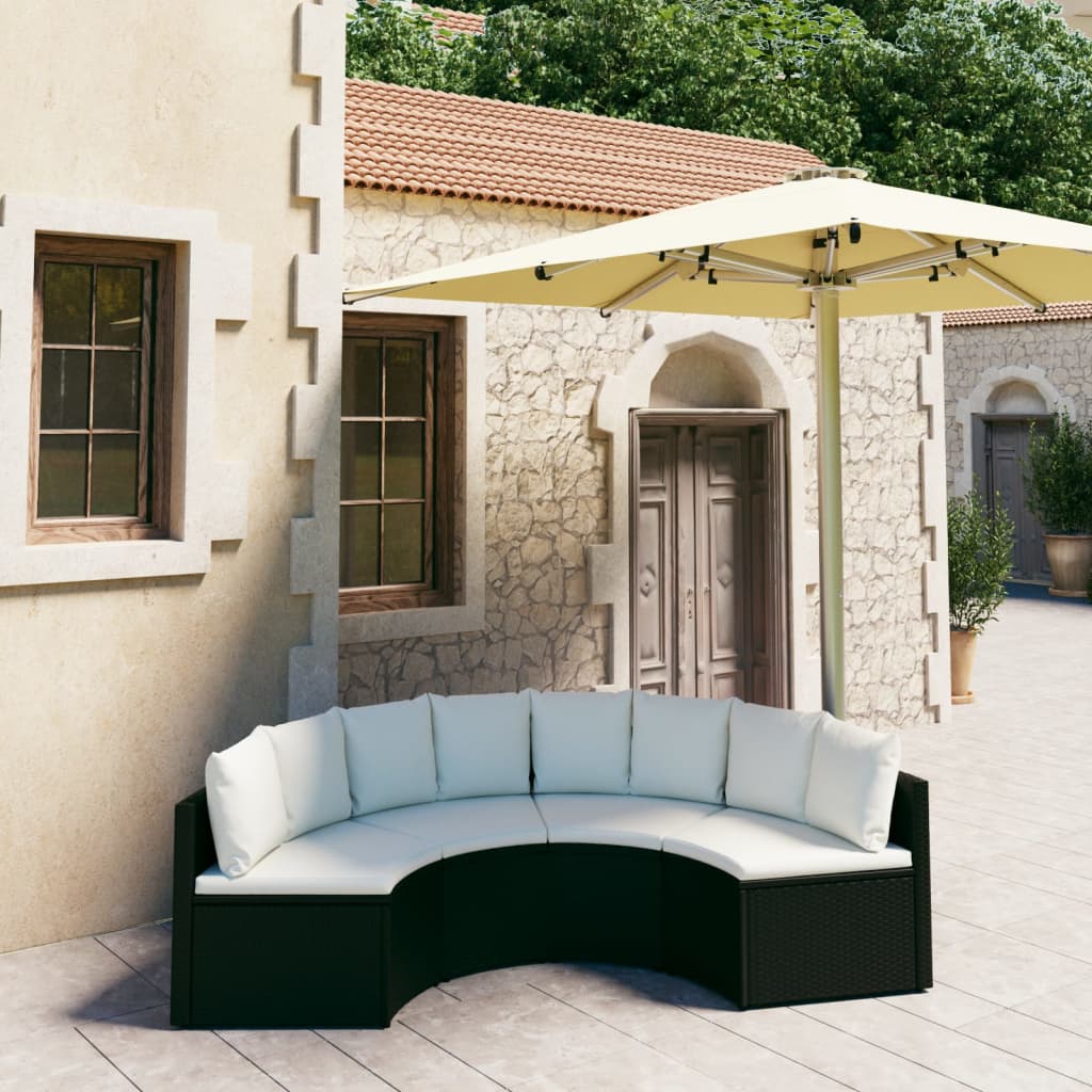 6-Tlg. Garten-Sofagarnitur Mit Auflagen Poly Rattan