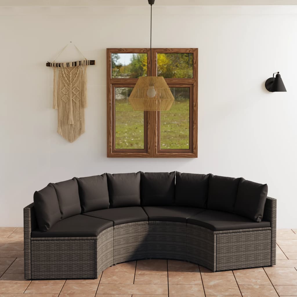6-Tlg. Garten-Sofagarnitur Mit Auflagen Poly Rattan