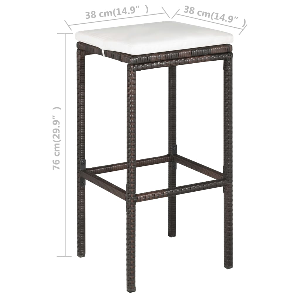 5-Tlg. Gartenbar-Set Mit Kissen Poly Rattan