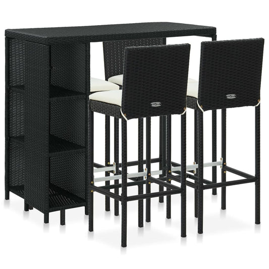5-Tlg. Gartenbar-Set Mit Kissen Poly Rattan