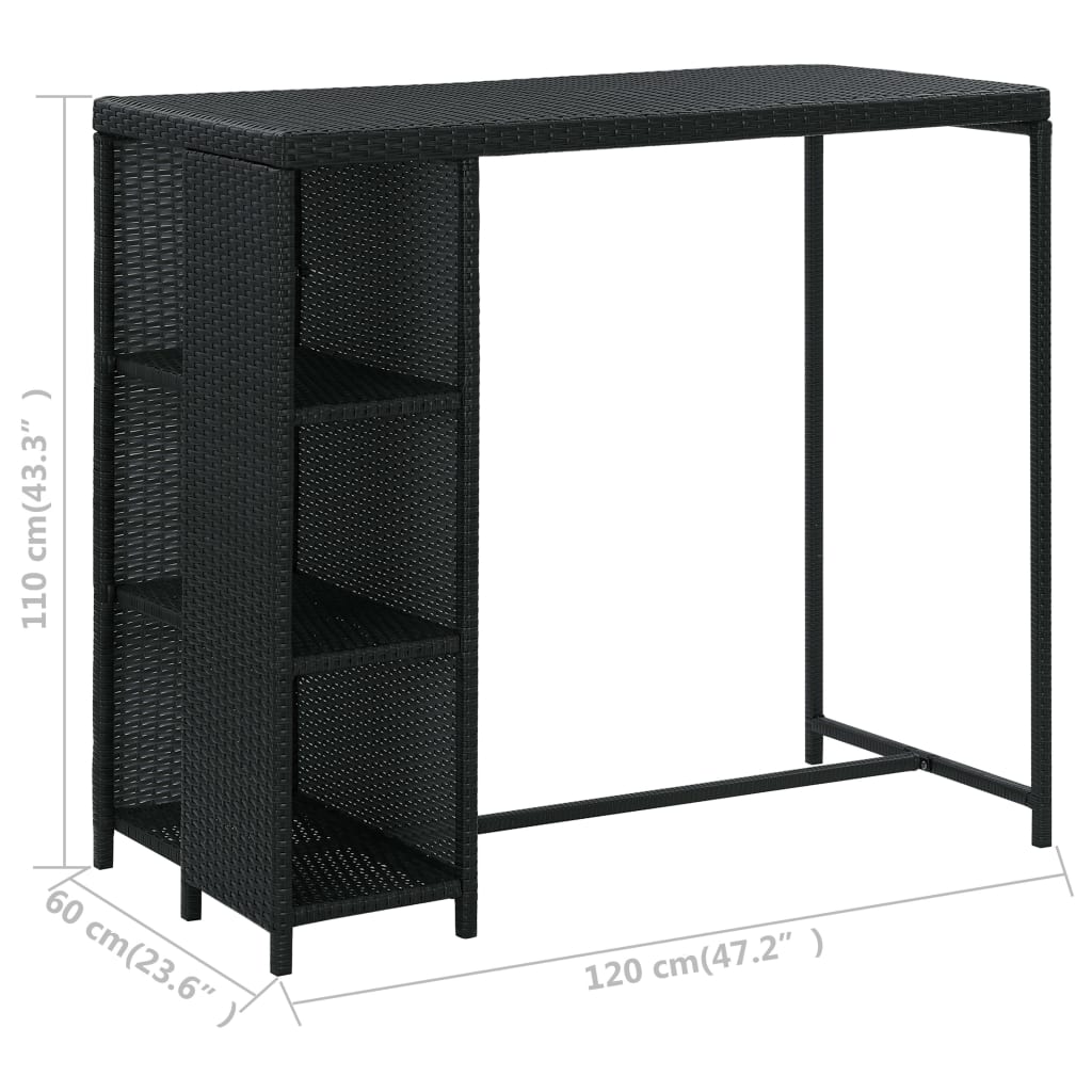 5-Tlg. Gartenbar-Set Mit Kissen Poly Rattan
