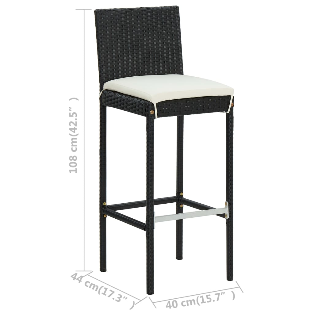 5-Tlg. Gartenbar-Set Mit Kissen Poly Rattan