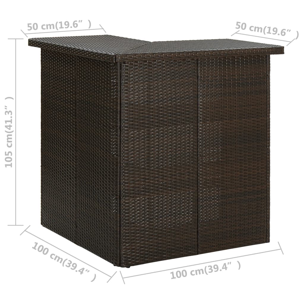 4-Tlg. Gartenbar-Set Mit Kissen Poly Rattan