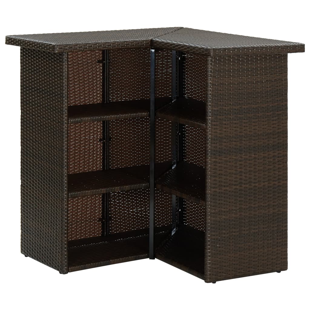 4-Tlg. Gartenbar-Set Mit Kissen Poly Rattan