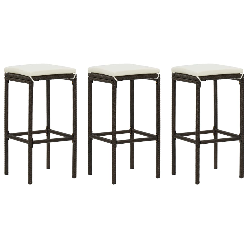 4-Tlg. Gartenbar-Set Mit Kissen Poly Rattan