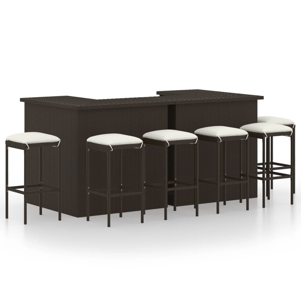 4-Tlg. Gartenbar-Set Mit Kissen Poly Rattan