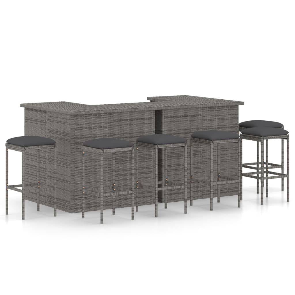 4-Tlg. Gartenbar-Set Mit Kissen Poly Rattan