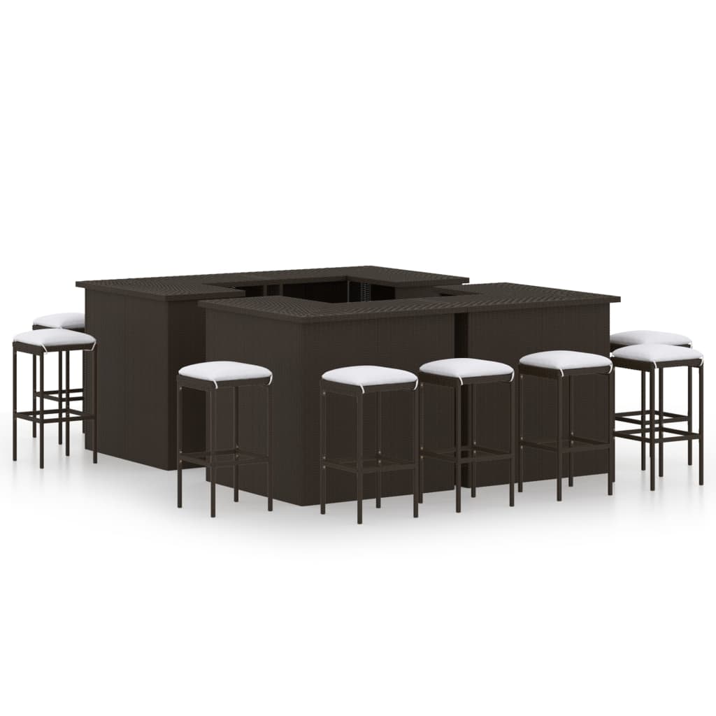 4-Tlg. Gartenbar-Set Mit Kissen Poly Rattan