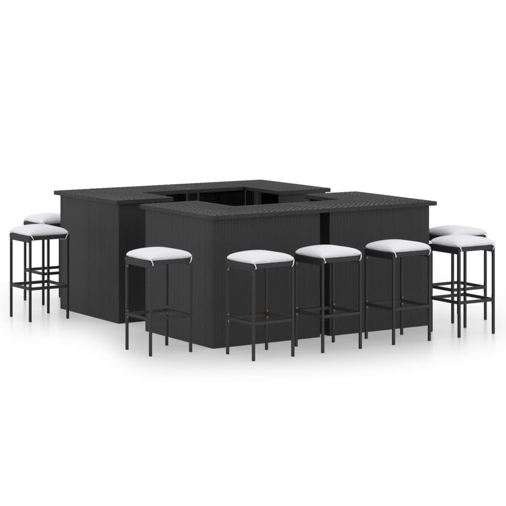 4-Tlg. Gartenbar-Set Mit Kissen Poly Rattan