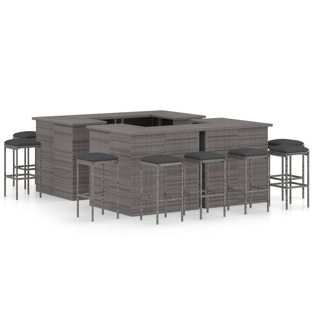 4-Tlg. Gartenbar-Set Mit Kissen Poly Rattan