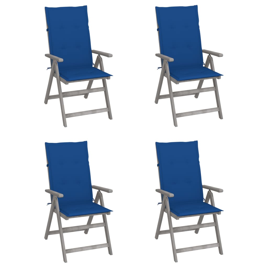 Verstellbare Gartenstühle 2 Stk. Mit Auflagen Massivholz Akazie