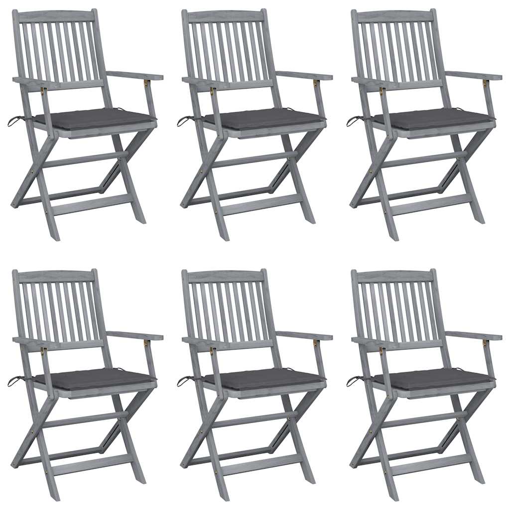 Klappbare Gartenstühle 6 Stk. Mit Sitzkissen Massivholz Akazie
