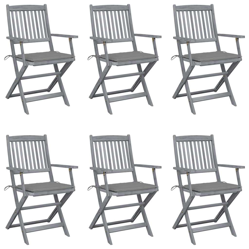 Klappbare Gartenstühle 6 Stk. Mit Sitzkissen Massivholz Akazie