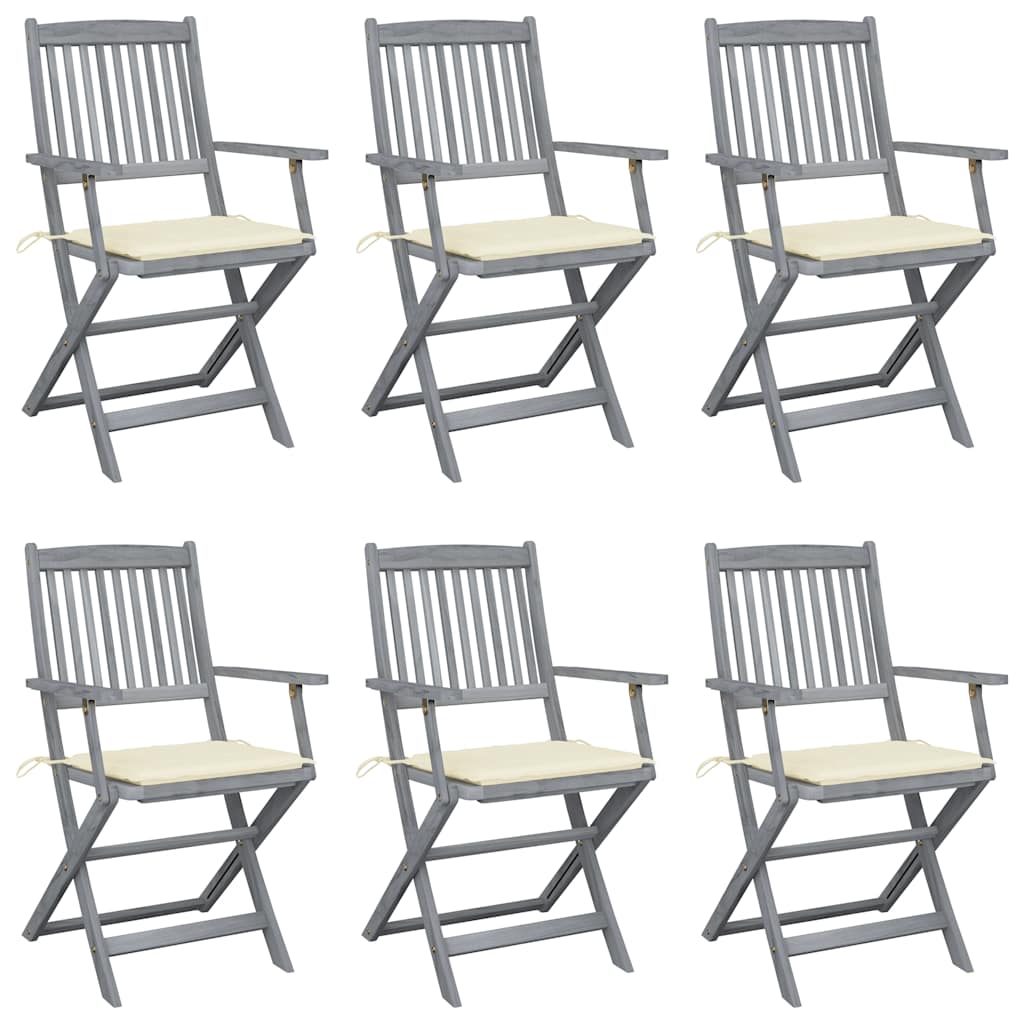 Klappbare Gartenstühle 6 Stk. Mit Sitzkissen Massivholz Akazie