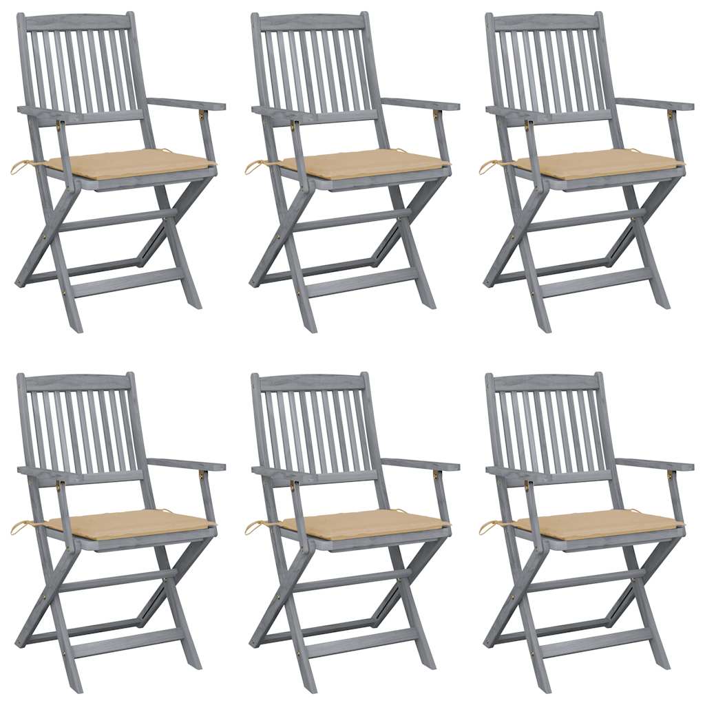 Klappbare Gartenstühle 6 Stk. Mit Sitzkissen Massivholz Akazie