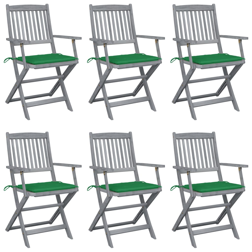 Klappbare Gartenstühle 6 Stk. Mit Sitzkissen Massivholz Akazie