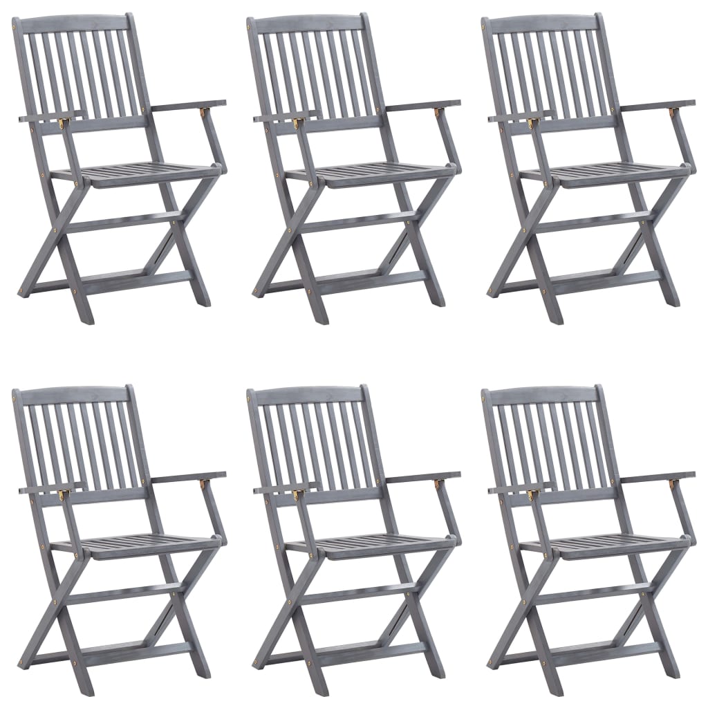 Klappbare Gartenstühle 6 Stk. Mit Sitzkissen Massivholz Akazie