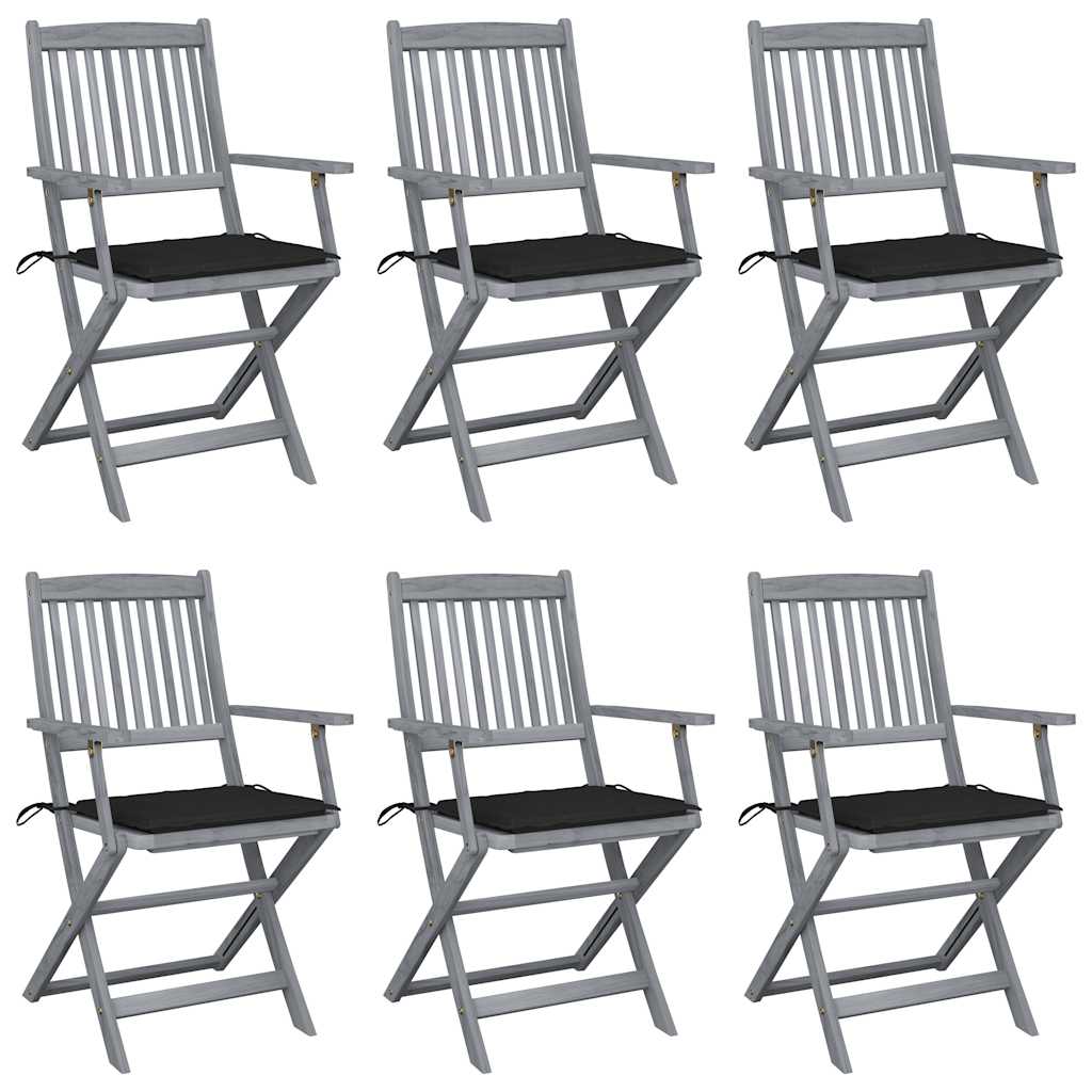 Klappbare Gartenstühle 6 Stk. Mit Sitzkissen Massivholz Akazie