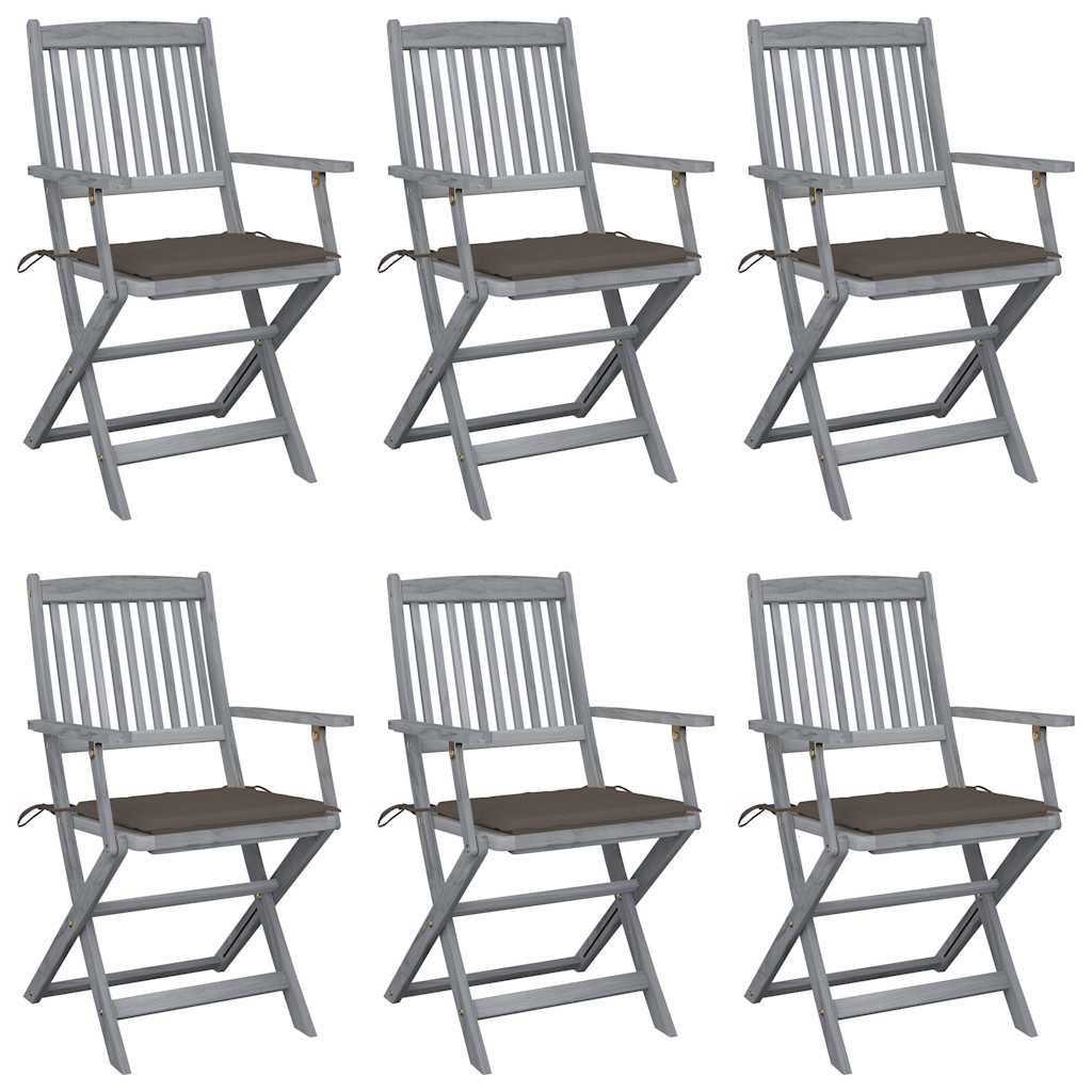 Klappbare Gartenstühle 6 Stk. Mit Sitzkissen Massivholz Akazie