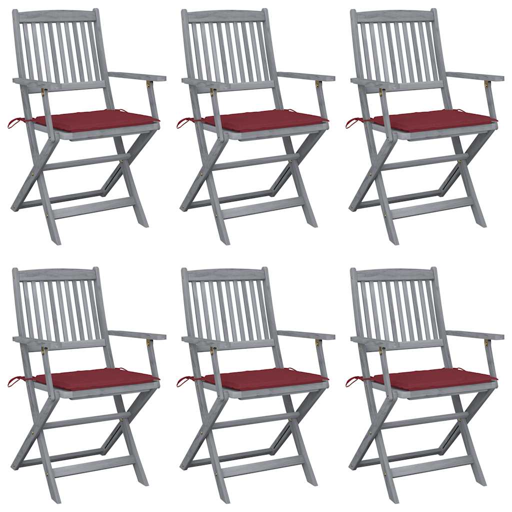 Klappbare Gartenstühle 6 Stk. Mit Sitzkissen Massivholz Akazie