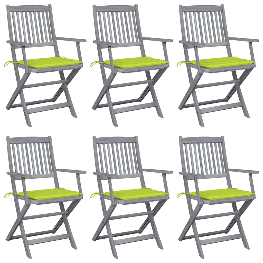 Klappbare Gartenstühle 6 Stk. Mit Sitzkissen Massivholz Akazie