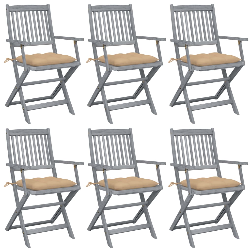 Klappbare Gartenstühle 4 Stk. Mit Kissen Massivholz Akazie