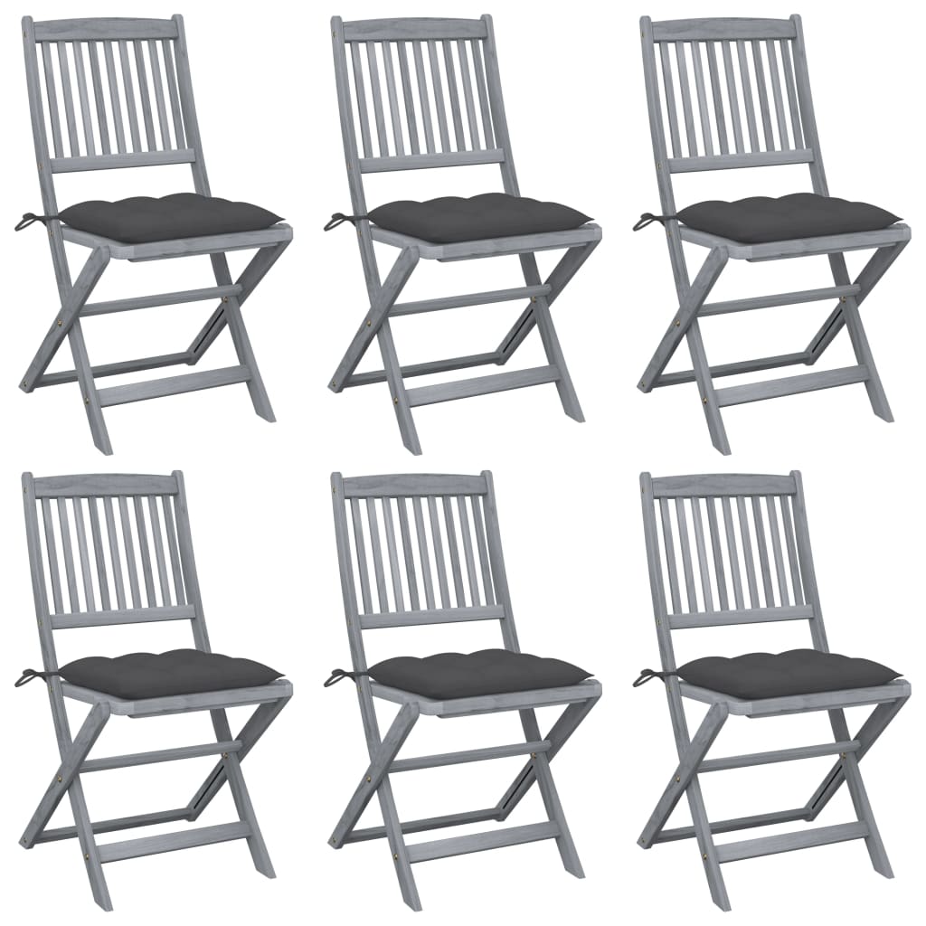Klappbare Gartenstühle 4 Stk. Mit Kissen Massivholz Akazie