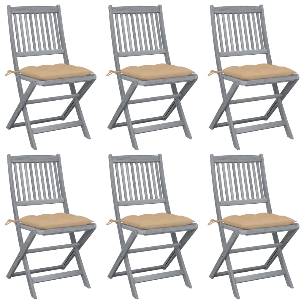 Klappbare Gartenstühle 4 Stk. Mit Kissen Massivholz Akazie