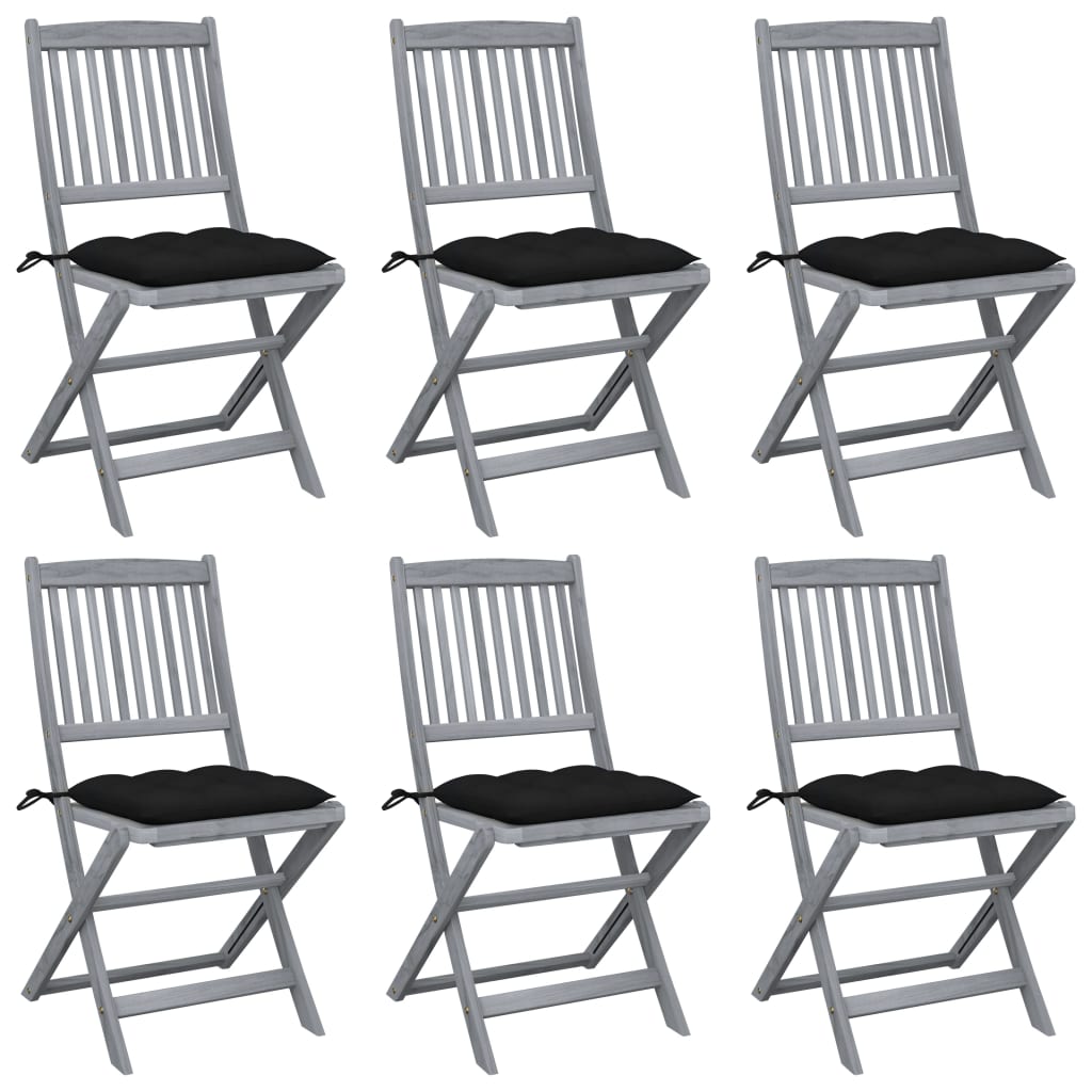 Klappbare Gartenstühle 4 Stk. Mit Kissen Massivholz Akazie
