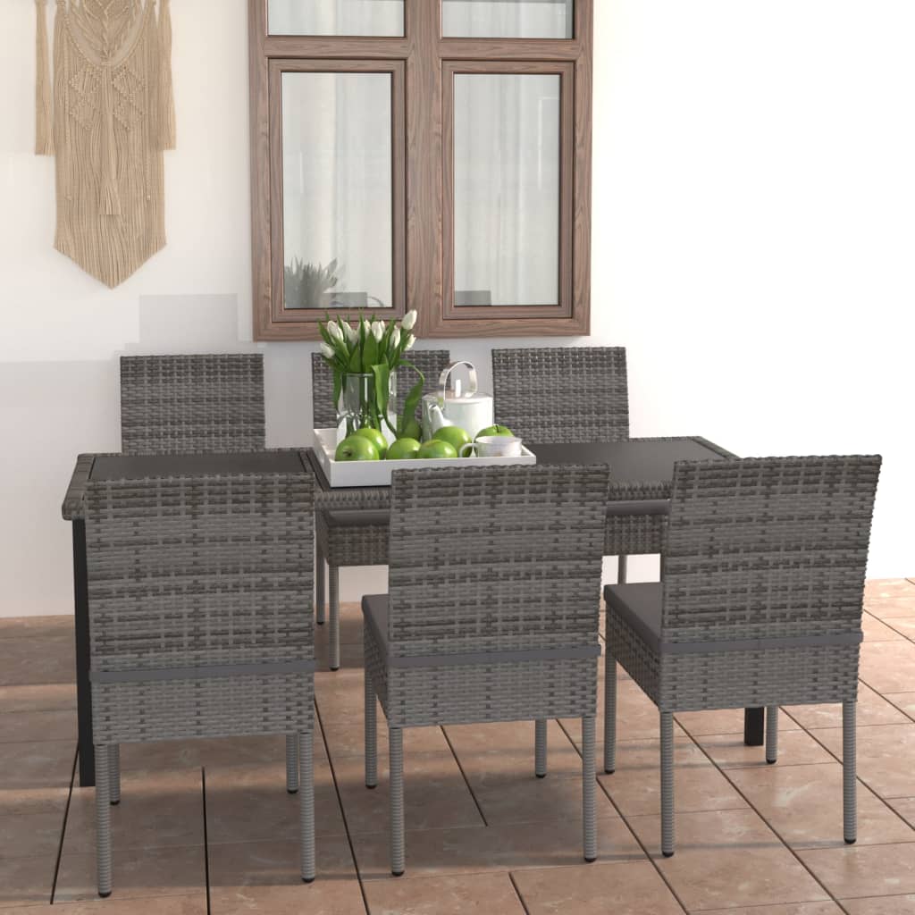 7-Tlg. Garten-Essgruppe Poly Rattan