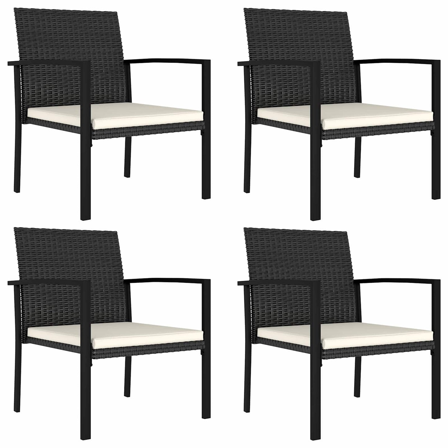 5-Tlg. Garten-Essgruppe Poly Rattan Schwarz Sand