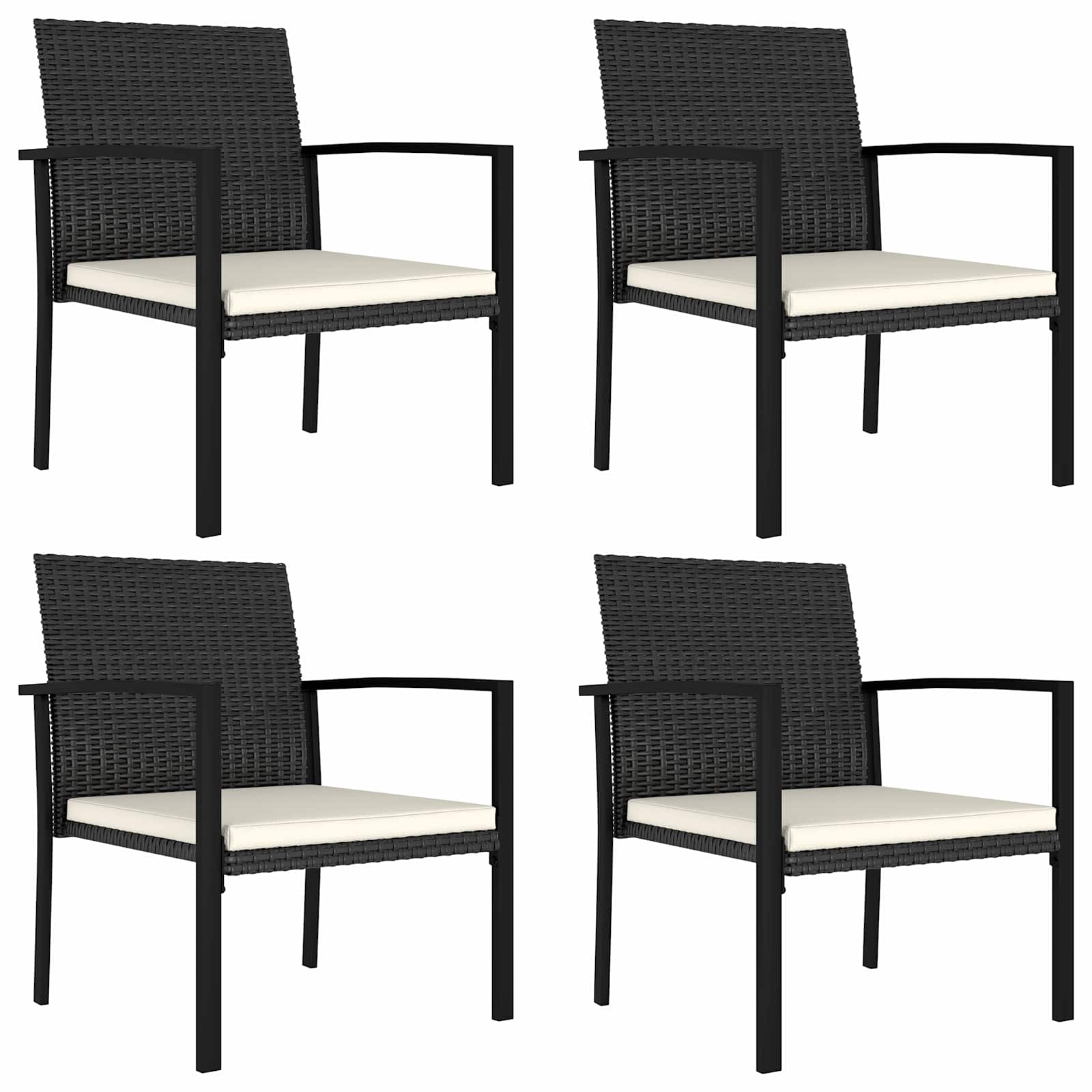 5-Tlg. Garten-Essgruppe Poly Rattan Schwarz Sand