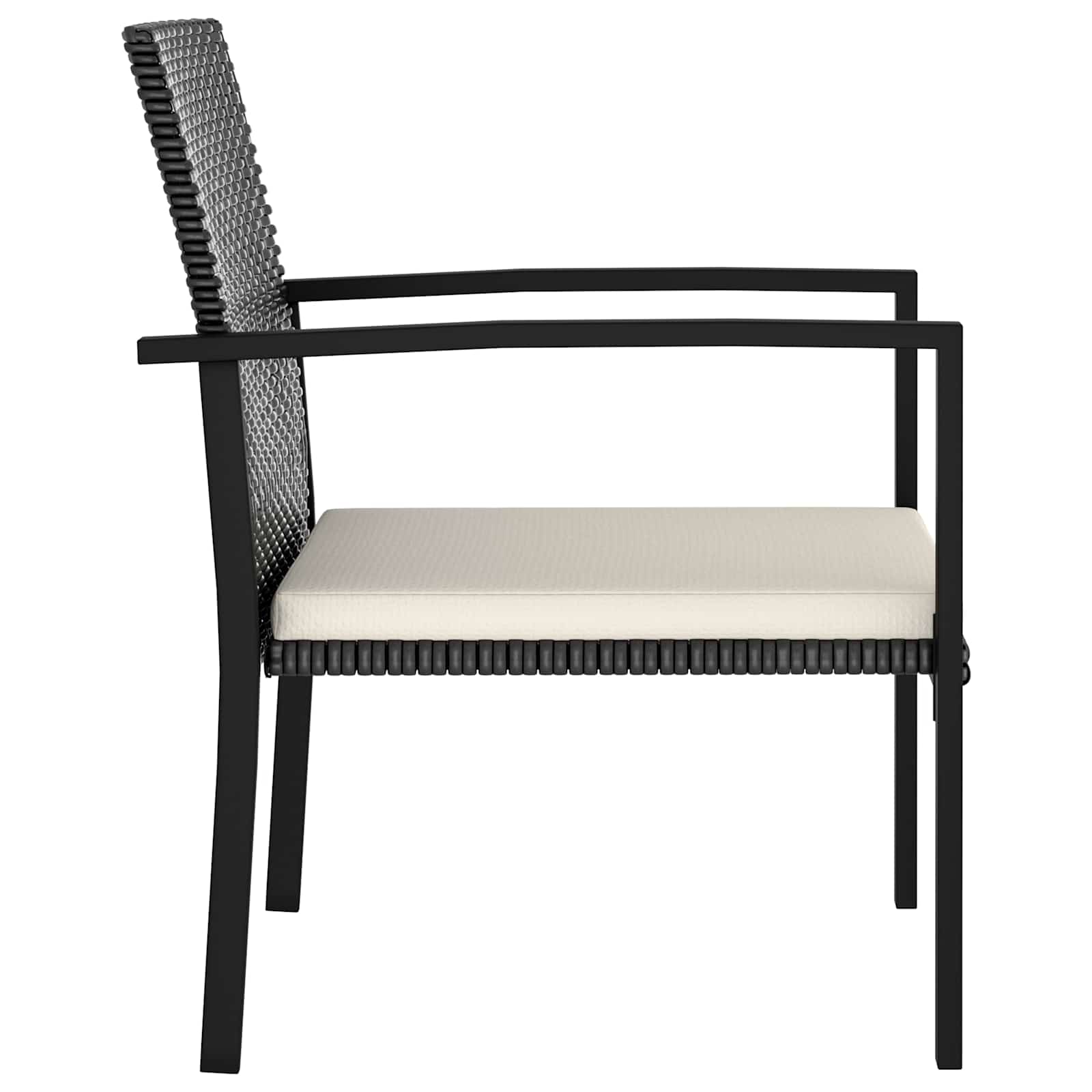 5-Tlg. Garten-Essgruppe Poly Rattan Schwarz Sand
