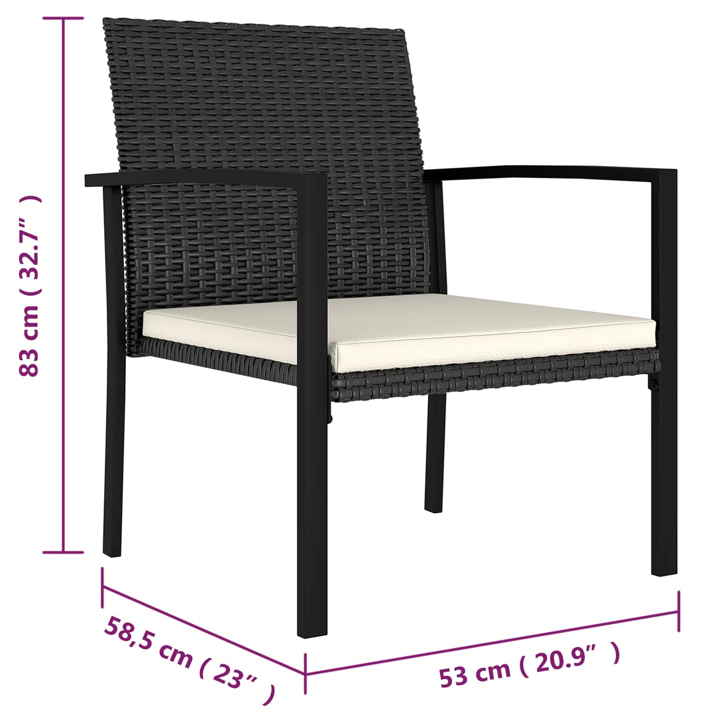 5-Tlg. Garten-Essgruppe Poly Rattan Schwarz Sand