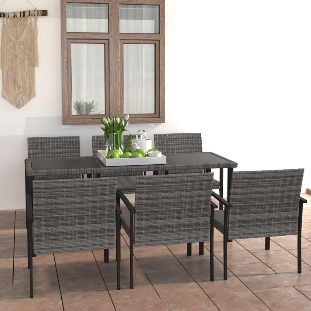 7-Tlg. Garten-Essgruppe Poly Rattan