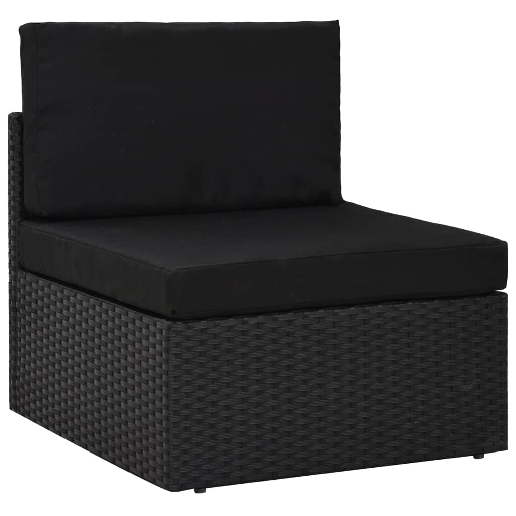9-Tlg. Garten-Lounge-Set Mit Kissen Schwarz Poly Rattan