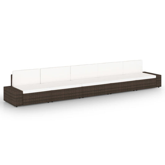 5-Tlg. Garten-Lounge-Set Mit Kissen Braun Poly Rattan