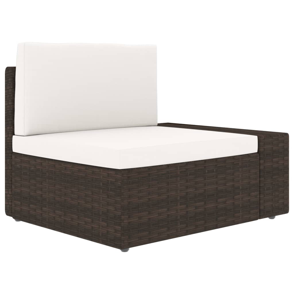5-Tlg. Garten-Lounge-Set Mit Kissen Braun Poly Rattan