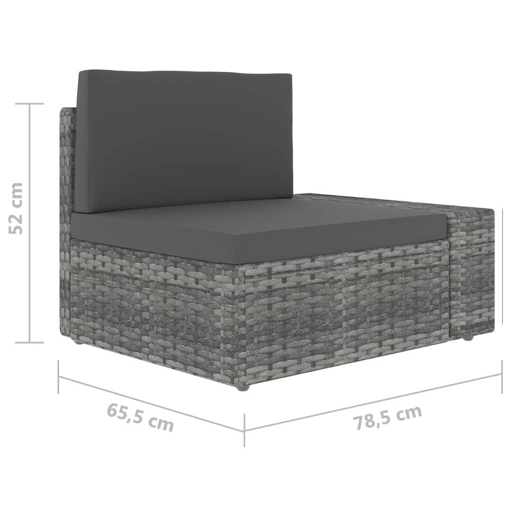 4-Tlg. Garten-Lounge-Set Mit Kissen Grau Poly Rattan